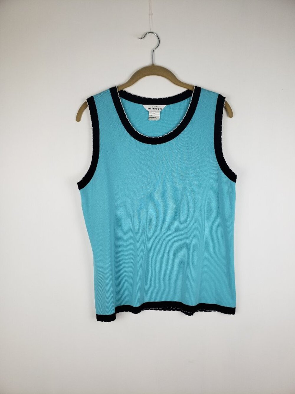 Exclusively Misook Twinset Teal Aqua Black Scalloped Jewels Womens L/XL - Picture 3 of 12